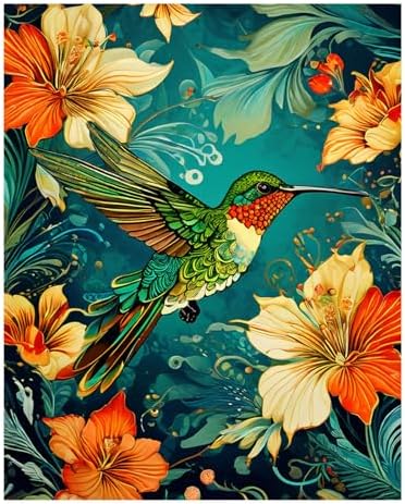 Reivworl Hummingbird Paint by Numbers Kit for Adults Beginner 16×20 inch by Reivworl
