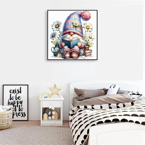 VIGEGU Gnome Paint by Numbers Kit for Adults Beginner with Framed,Book Flower Easy Adult Paint by Number Kits on Canvas DIY Painting for Beginners Art by Numbers for Home Wall Decor 10x10 Inch - Image 2