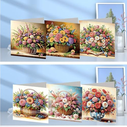 6PCS Bouquet Diamond Art Painting Greeting Cards Kit with Envelopes - 5D DIY Diamond Art Card Kits for Adults - Handcrafted Postcards for Birthday & Holiday - Image 2