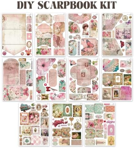 ZHIJIANHZ Junk Journal Kit Pink Romantic Ephemera Set for Scrapbooking - Image 5