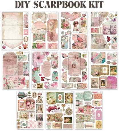 ZHIJIANHZ Junk Journal Kit Pink Romantic Ephemera Set for Scrapbooking - Image 5