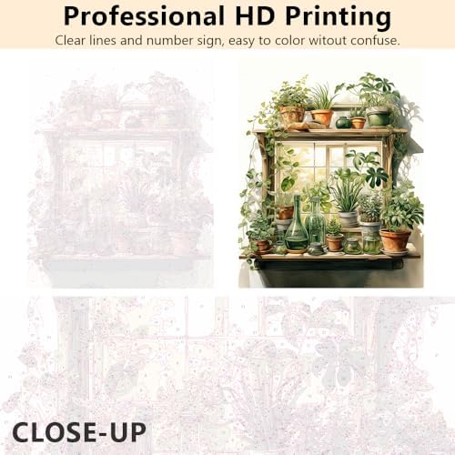 TUMOVO Framed Paint by Number for Adults Green Plant, Paint by Numbers Kit for Adults Leaf, DIY Acrylic Paint by Numbers Kits on Canvas Potted, Acrylic Painting Kits Art Crafts 16"x20" - Image 3