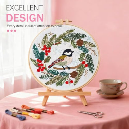 Huacan Embroidery Kit for Beginners Easy Needlepoint Kits for Adults with Stamped Embroidery Patterns. (Bird) - Image 5