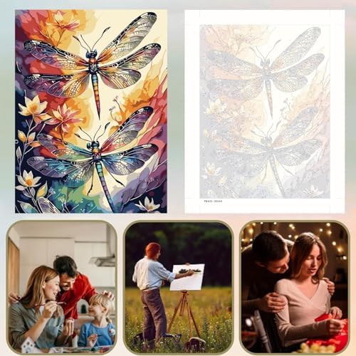5DDIYART Dragonfly Paint by Numbers for Adults Beginner, Paint by Number Kits on Canvas, Paint by Easy Acrylic Oil Painting Home Wall Decor 12x16inch - Image 3