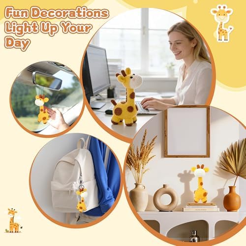 Beginner Crochet Kit for Making Adorable Giraffe - Complete DIY Craft Kit with Yarn, Hooks, and Video Tutorial - Ideal Arts and Crafts for Adults, Room Decor Gift - Image 7