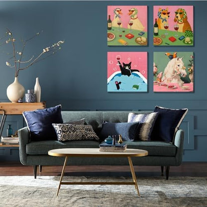 FQOVKYN 4 Packs Funny Animals Paint by Numbers Kit for Adults Beginner, Horse Paint by Numbers with Frame, DIY Crafts Painting by Number for Gift Home Wall Decor 8 * 8 inch - Image 6