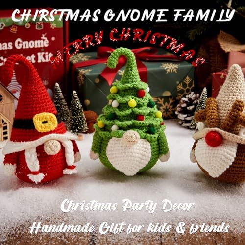 MAGIMUSE Christmas Crochet Kit for Beginners, Crochet Starter Kits for Adults Amigurumi Craft Knitting Crochet Animals Kits with Step-by-Step Video Tutorials, 3 Pack Gnome (40%+ Yarn) - Image 5
