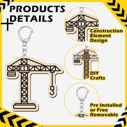 RattanView 24 Pcs Construction Craft Keychains DIY Keychain, 12 Styles - Image 3