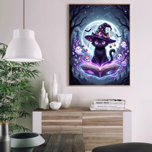 Clendo Magic Cat Paint by Numbers Kit for Adults - Halloween Adult Paint by Number Kits on Canvas Without Frame for Beginner, Oil Painting by Numbers Kit for Gift Home Wall Decor 16x20 Inch - Image 4