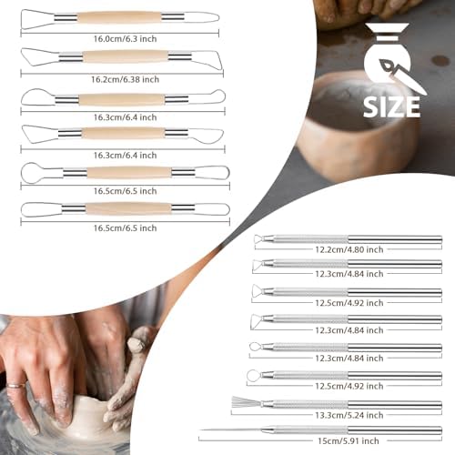Tovotum 14PCS Ceramic Pottery Clay Sculpting Carving Modeling Tools Set - Image 2