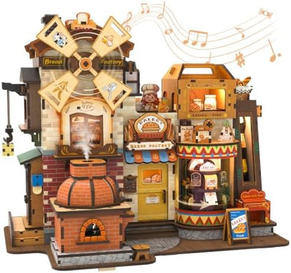 3D Wooden Puzzle for Adults, 576 Pcs Kinetic Mechanical Model Bread Factory by Cutefun