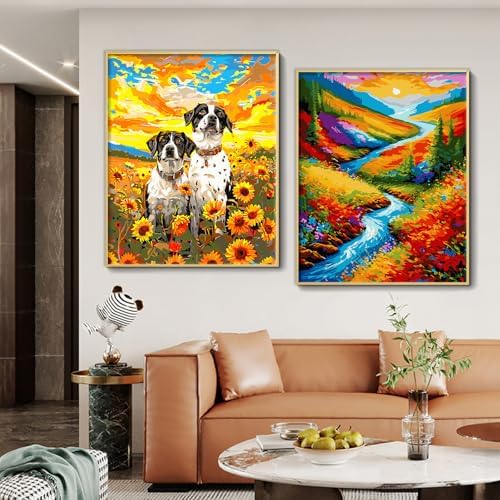 Yunnuo Dog Paint by Numbers Kit for Adults Beginners,Sunflower, 16X20 inch - Image 4