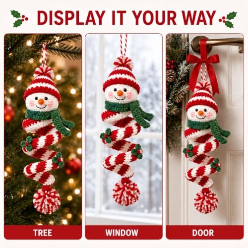 Crochet Snowman Spiral Ornament DIY Kit, Christmas Craft for Adults - Image 7