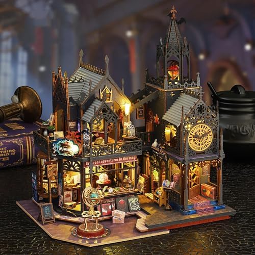 DIY Book Nook Kit - DIY Miniature Dolls House Kit with Furniture and LED Light, 3D Puzzle Wooden Art Bookends, Model Kits for Adults to Build (Holo Demon City) - Image 6