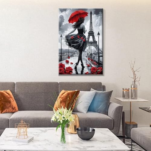 JOOZ Paint by Numbers Kit for Adults Eiffel Tower Paint by Numbers Kit with Frame DIY Girl Paint by Number with Easel Flowers Paint by Number Kits on Canvas for Gift Home Wall Decor 7.87x11.81 Inch - Image 7
