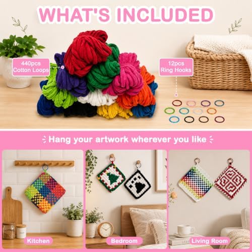 OYACH 7inch Cotton Potholder Weaving Loom Refill Loops, 440 Potholder Loops - Image 2