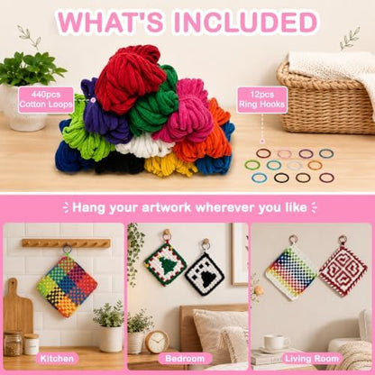 OYACH 7inch Cotton Potholder Weaving Loom Refill Loops, 440 Potholder Loops - Image 2
