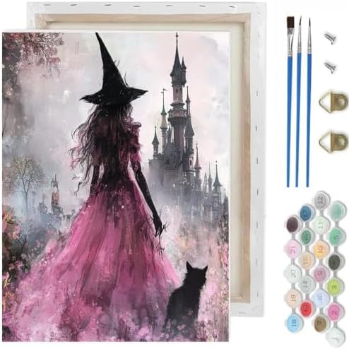 Witch Paint by Numbers Kit for Adults,Castle DIY Paint by Number With Frame by TCDZMYGS