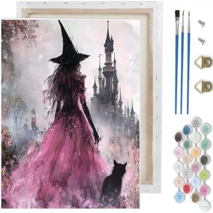 Witch Paint by Numbers Kit for Adults,Castle DIY Paint by Number With Frame by TCDZMYGS