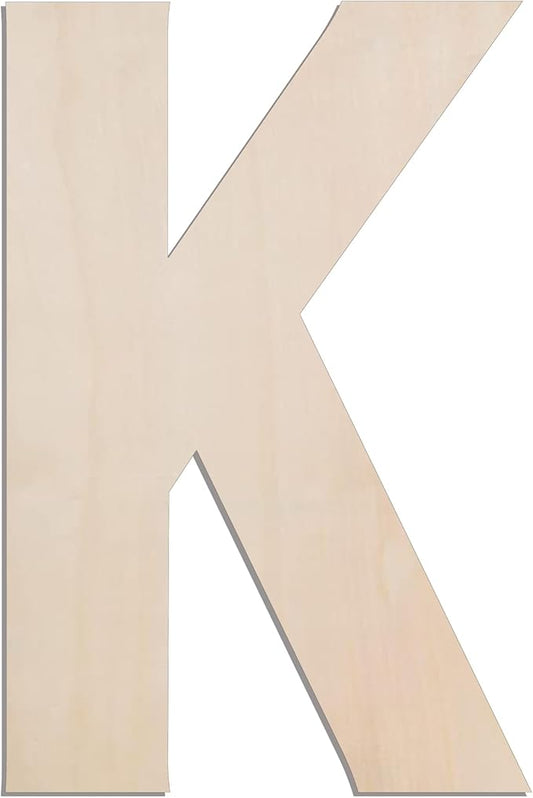 MGTECH 17 Inch Large Wooden Letter K, 1/4 in Thick Big Wood Letter for Crafts and Wall Decor