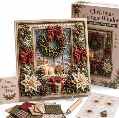 Trmonol Christmas 3D Fabric Poke Art Kit, DIY Christmas Craft Kit, Handmade Fabric Poke Art Kit for Adults and Beginners, Create Cozy Holiday Magic，Christmas Cottage Window by Trmonol
