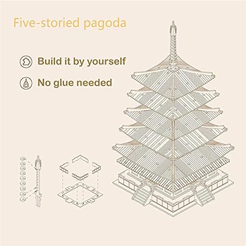 Rowood 3D Puzzles for Adults, Wooden Model Kits for Adults to Build, Gift on Birthday Christmas - Five-storied Pagoda (275 PCS) - Image 2