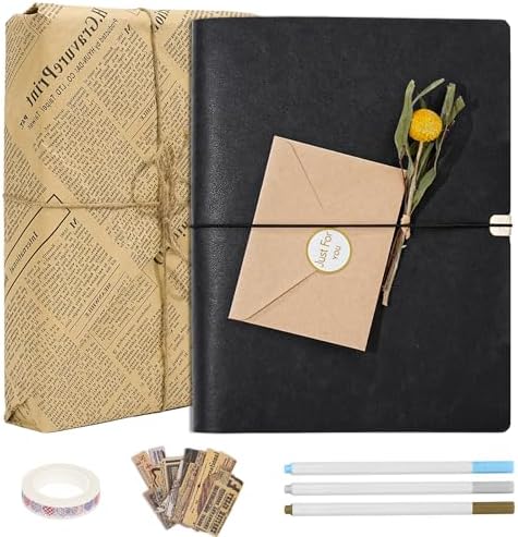 Vienrose Photo Album Scrapbook Kit, 9x6.5 Inch, 100 Pages, Black by Vienrose