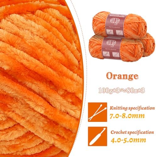 LUNARM Chenille Yarn 3 Pack 3.5oz Chunky Blanket Velvet Yarn 263 Yard - Image 3