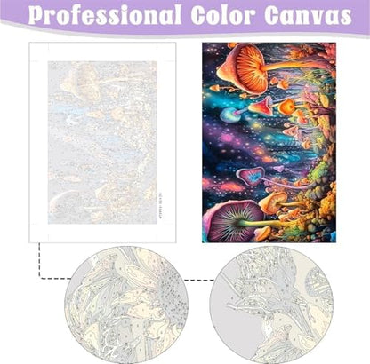 MaiMMaledy Paint by Numbers Kit for Adults Beginners 8Wx12L inch Canvas Pictures with Framed Drawing Painting Acrylic Pigment with Wooden Triangle Easel Colorful Magic Mushroom - Image 3