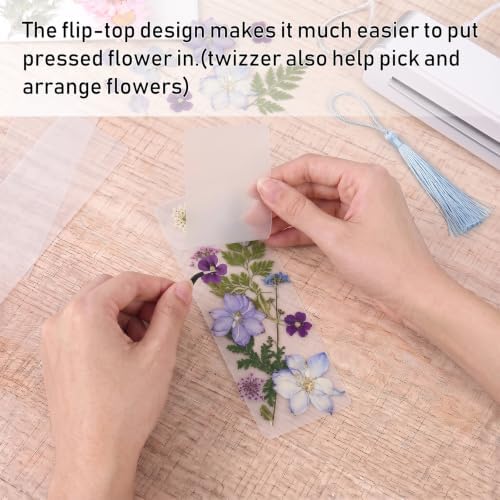 182 Pcs Pressed Flower Bookmark Making Kit, 30 Laminating Pouches with 120 Dried Flowers, 30 Tassels, Tweezer and Punch, Party DIY Crafts Bookmark for Reading Women Kids - Image 7