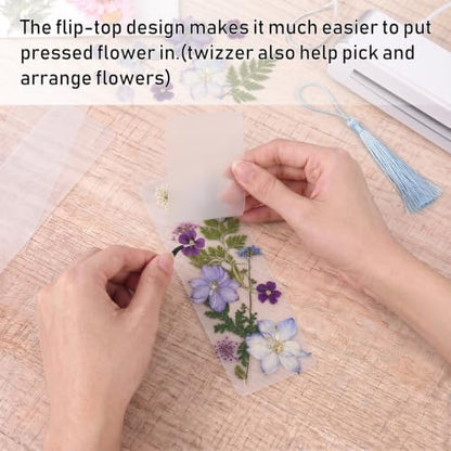 182 Pcs Pressed Flower Bookmark Making Kit, 30 Laminating Pouches with 120 Dried Flowers, 30 Tassels, Tweezer and Punch, Party DIY Crafts Bookmark for Reading Women Kids - Image 7