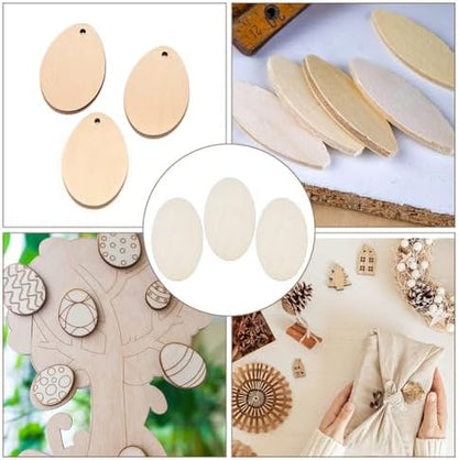 20pcs Wooden Oval Cutout 5.9 x 3.5 Inch Unfinished Wooden Blank Slices Crafts Natural Wood Circles DIY Plank Cutout Craft Supplies for Artist Painting Door Hanger Sign Wedding Decor - Image 5