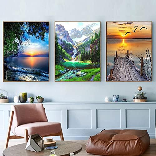 AOSGEDY 6 Pack Paint by Numbers for Adults Kids Beginner, Adult DIY Landscape Oil Painting for Home Wall Decor 12X16 Inch - Image 3