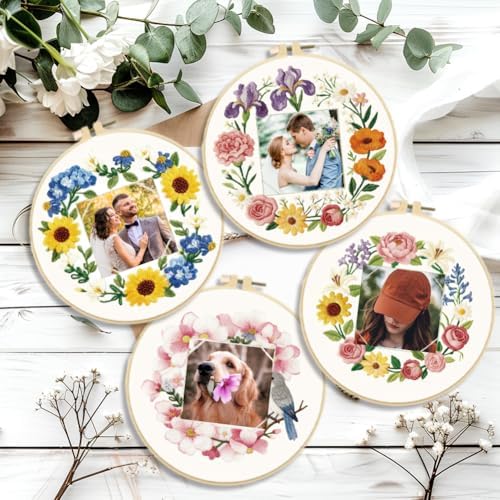 ORIGACH 4 Pack Floral Frame Embroidery Kits for Beginners - Image 5