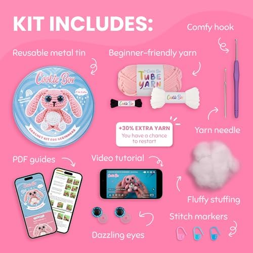Cookie Box Crochet Kit for Beginners, Bunny Lola - Image 2