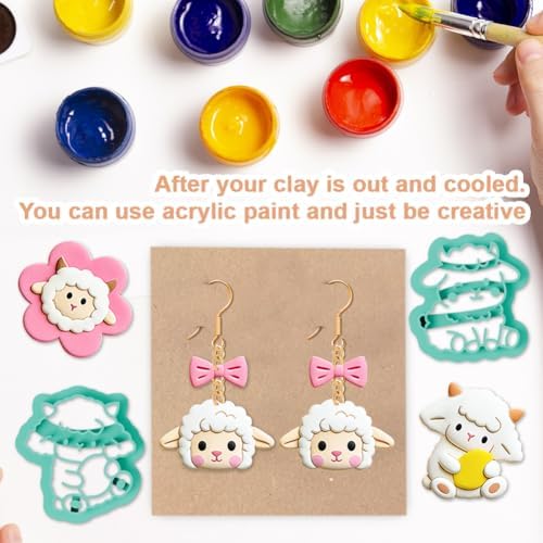 14Pcs Sheep Polymer Clay Cutters Flower Leaves Clay Earrings Cutters for Adults Polymer Jewelry Cutter for Earrings Making Party DIY Craft Supplies - Image 5
