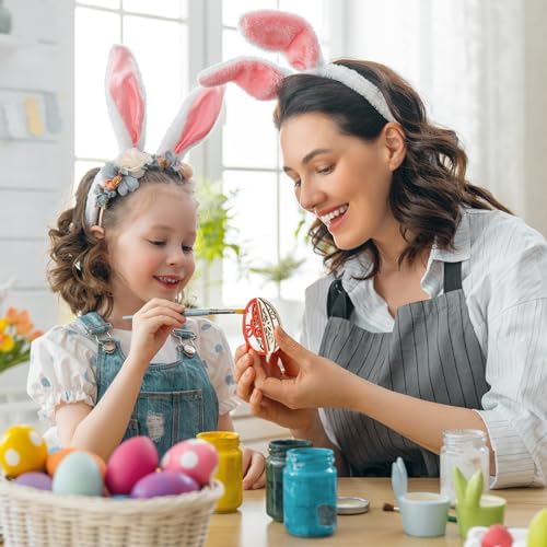 COCHIE DIY 3D Easter Eggs Wood Crafts to Paint, Paintable Unfinished Wooden Slices for Craft, Spring Egg Cutouts Ornaments for Painting Decorations (24 PCS) - Image 7