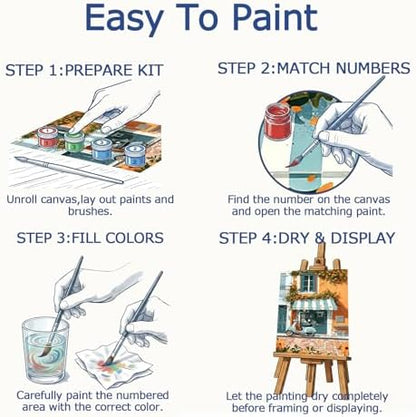 AuraDraw Street Paint by Numbers Kit for Adults - Beautiful Street Adult Paint by Number Kits on Canvas, DIY Oil Painting by Number for Home Wall Decor(16x20inch) - Image 4
