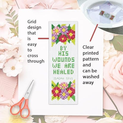 ORIGACH 6 Set Floral & Inspirational Verse Cross Stitch Bookmark Kit - Image 3