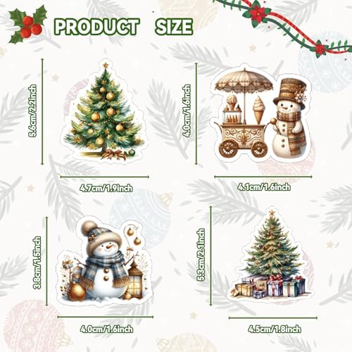 108 PCS Vintage Christmas Stickers for Holiday Crafting - Premium Waterproof Decorative Sheets (Santa, Snowmen, Wreaths) for Scrapbooking, Gift Wrapping & Festive Décor - Image 3