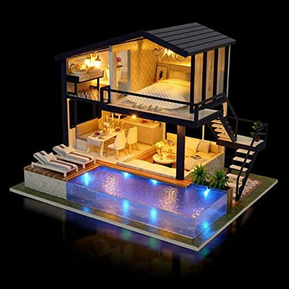 JTLB Wooden DIY Assembly Cabin Natural Wood Home Decor Ornament Easy to Assemble Colorful Decorative House Kit with User Manual for Friends Family Classm (Time Apartment) - Image 2