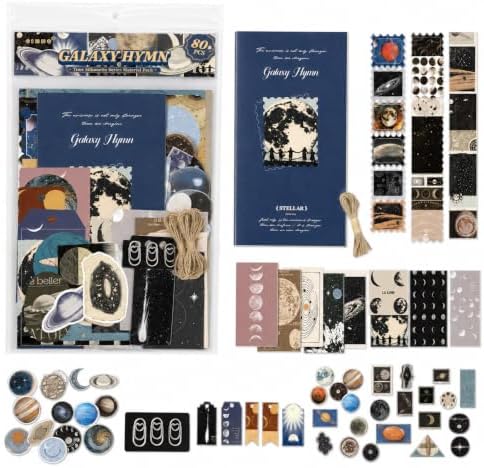 Diuhofart Galaxy Moon Scrapbook Kit, Vintage Collage Junk Journal Supplies by Diuhofart