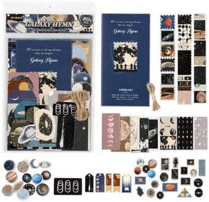 Diuhofart Galaxy Moon Scrapbook Kit, Vintage Collage Junk Journal Supplies by Diuhofart