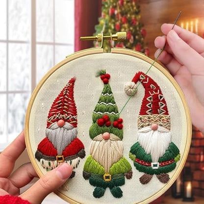 RUIQLXHANG Christmas Embroidery Kit, Christmas Gnomes Embroidery Kits for Beginners with Pattern, Cotton Threads, Needles, Instruction, 20cm Hoop, Gift for Mom, Grandma (Scepter Candy) - Image 4