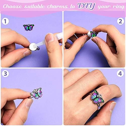 Herdear 40pcs Adjustable Blank Rings 12mm Base, Mixed - Image 6