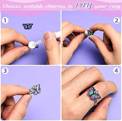 Herdear 40pcs Adjustable Blank Rings 12mm Base, Mixed - Image 6