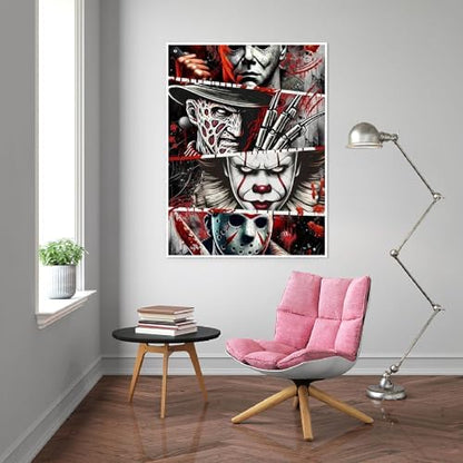 Eiazuiks Halloween Stamping Cross Stitch Kit, Horror Halloween Counting Cross Stitch Kit for Adult Beginners, Full Line DIY Stitching Kit for Home Decor Cross Stitch Patterns 12x16 inches - Image 3