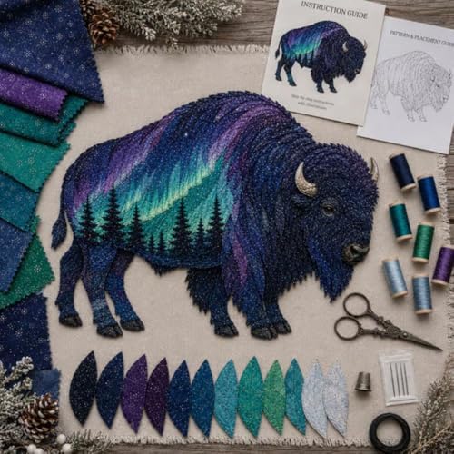 Northern Lights Wildlife DIY Patchwork Kit - Sewing Craft Kit for Adults with Layered Fabric Animal Pieces, Handmade Home Decor Project for Craft Lovers & DIY Enthusiasts - Image 6