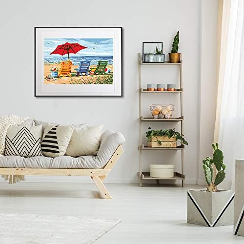 Ginkko Paint by Numbers Art Kit for Adults, 12x16 inch Beach Framed Canvas, Non-Toxic Acrylic Paints and Brushes, DIY Home Decor Gift - Image 4