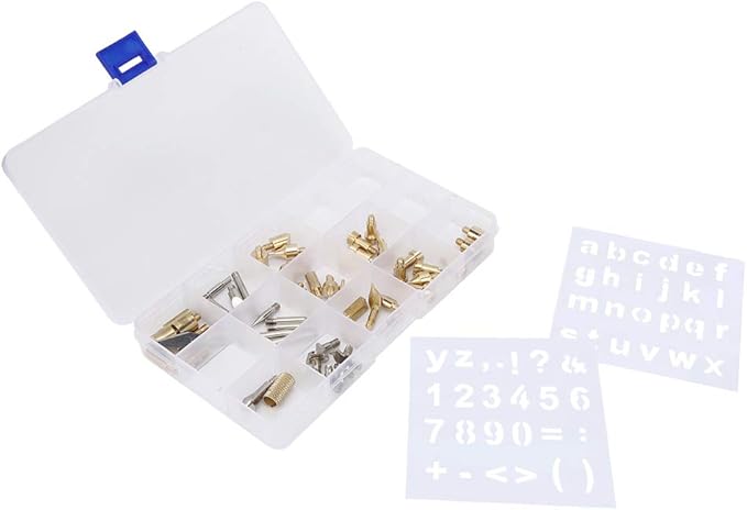 DANAIXZ 57 Pcs Professional Pyrography Pen Tip Set High Quality Copper Welding Accessories Kit with Various Shapes for Wood Burning Engraving and Soldering DIY Projects